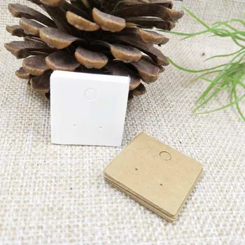 Pap kraft/hvid firkantet figur 5*5cm stud øreringe vise pakning kortet produkter vis kort 100pcs +100 plastpose match