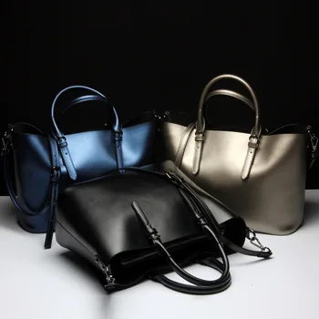 Passende størrelse 32cm * 25cm * 15cm ægte læder kvinder skulder tasker / farve sort, brun, rød , sølv,gratis fragt