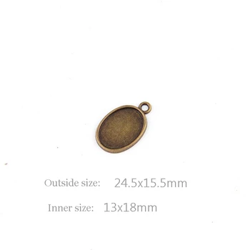 Passer 13x18mm Oval Antik Bronze Vedhæng Indstilling Cabochonslebet Cameo Base Skuffe Bezel Blank DIY Smykker Resultater