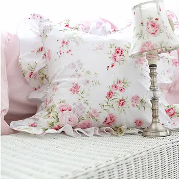 Pastoral haven rose print pudebetræk elegante sengetøj, pude dække sofa sæde pude tilfælde flæsekanter pude dekorative dækker