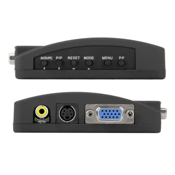 PC-Laptop Composite AV/S-Video TV Converter Til VGA Monitor Adapter Switch Box LCD-Ud Converter Adapter Omskifter Sort