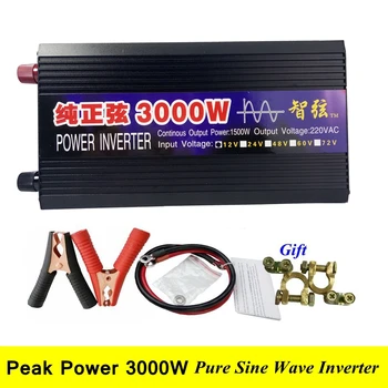 Peak 3000W Pure Sine Wave OFF Grid DC/AC Inverter DC 12V/24V til 220V AC 50HZ/60HZ Power Inverter Hjem Converter Høj Effektivitet