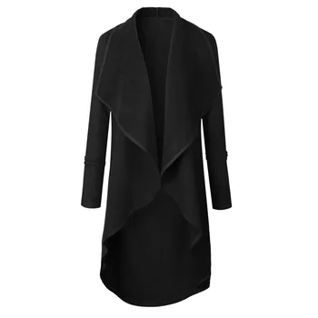 Pelsen er lang og Kvinder, Slanke Trench Coat Solid Vindjakke Outwear Turn-Down Krave langærmet Cardigan Størrelse S-XL