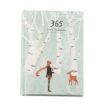 Perfekt-Kreative Indbundet Års Plan Notebook 365 Dage Indvendige Side Månedlige Dagsplan Arrangør Dagbog, Hvid+grøn Sne hjort