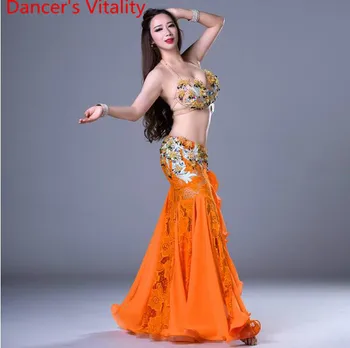 Performance Danser Vitalitet Kvinder Elegante Mavedans Kostumer Piger 2stk Bh+Nederdel Ballroom Dans Passer til M,L Lady Style Bære