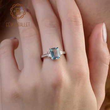 Perle ' s Ballet Klassiske Naturlig Himlen blå topas Ring Skære Massiv 925 Sterling Sølv Ring Set Bedste Mærke Fine Smykker Til Kvinder