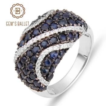 PERLE ' S BALLET på en Naturlig Blå Safir 925 sterling sølv Naturlig Gemstone Ringe Til Kvinder Gave Vintage Mode Tilbehør