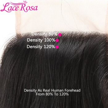 Peruvianske Hår Bundter Med Lukning 3 Stykker Lige menneskehår Bundter Med Lukning 4x4 Blonder Rosa Non Remy Hair Extensions