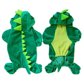 Pet Forklarelse Tøj firbenede Dinosaur Dog Jakker Halloween Kostume Hunde Grøn Pels Outfits XS-XL