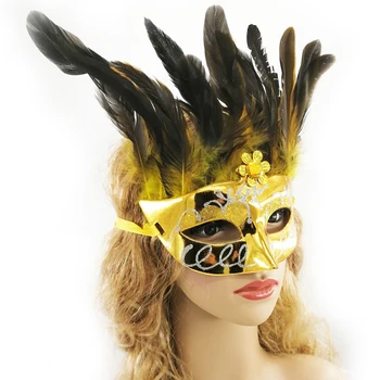 PF Sexet Masker for Kvinder Faux Påfugl Fjer Grøn Gul Farve Fed Maske til Karneval Fancy Kjole 