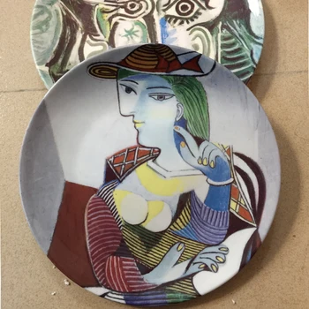 Picassos berømte maleri dekorative plade spanske abstrakte væggen hænger håndværk skål hjem/hotel indretning engros runde plade