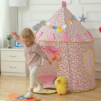 Pige Pink Playhouse Børn Telte Tegnefilm Sammenklappelig Toy Telt Indendørs Udendørs Baby Spille Spil Værelse Bedste Gave til Børn
