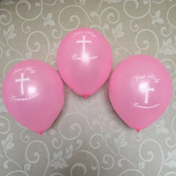 Piger Første Hellige Kommunion Barnedåb Party pink latex Ballon borddekoration Display Kit