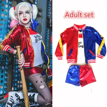 Piger, Kvinder, Voksne Selvmord Trup Harley Quinn Cosplay Kostumer, Halloween Jakke Daddy ' s Lil Monster T-Shirt, Shorts kostumer Sæt