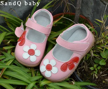 Piger sko i ægte læder sort mary jane med blomster hvide rose børn sko god kvalitet lager små børn smukke sko