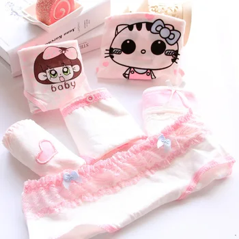 Piger undertøj 6pc/taske blonder bomuld dejlig lav talje briefs ladies ung pige trusser Teenagere 6 style dejlige intime pink
