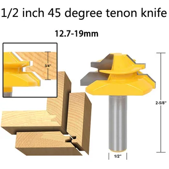 Ping 3stk 1/2 tommer 45 graders tenon kniv 12.7-19mm Kegle Tenon Træværk Cutter Power Tools Kegle Tenon Træværk Cutter