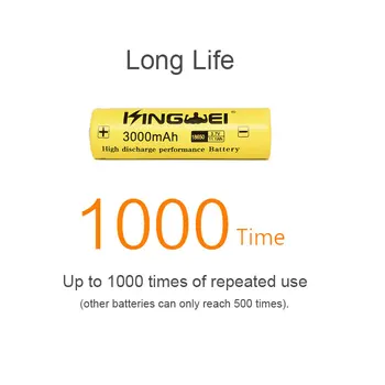 Ping 500Pcs KingWei Gul 18650 3000mah Batteri 3,7 v Li-ion Genopladelige Batterier Til LED Lommelygte