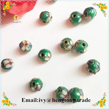 Ping engros smuk rosenkrans halskæde & armbånd dele runde cloisonne perler, perle Smykker med blomster Tilbehør