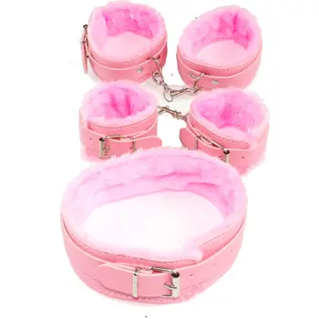 Pink voksen erotisk sexlegetøj 7 spil læder håndjern, pisk af reb slaveri Maske BDSM fetish sex toy elskere af slaveri, tvang