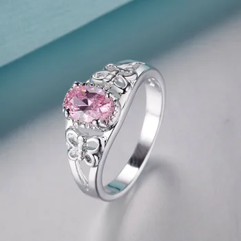 Pink zircon bling Sølv forgyldt Ring Mode Jewerly Ring Kvinder&Mænd , /JHZKMTKJ OAQUDCFW