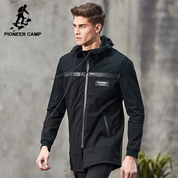 Pioneer Camp Nye efteråret lang jakke mænd brand-tøj fashion sort jakke frakke mandlige top kvalitet afslappet mænd frakke AJK703031