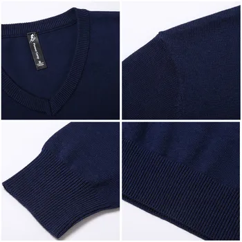 Pioneer Camp nye solid trøjer mænd mærke tøj casual V-hals efterår forår sweater mandlige top kvalitet kinitted sweater 566302