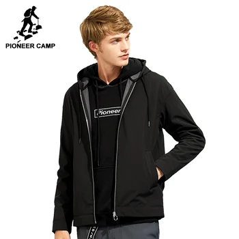Pioneer Camp vandtæt softshell jakke frakke mænd brand-tøj hooded sort casual foråret pels mandlige vindjakke AJK702376