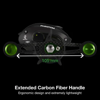 Piscifun Phantom+spool Fiskeri Hjul Carbon Fiber Ultralet 162 g Dual Bremse 7,7 kg Max antal Træk 7.0:1 Gear Søen Baitcasting Reel