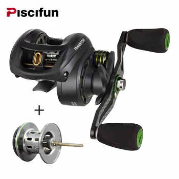 Piscifun Phantom+spool Ultralet kulfiber 162 g Baitcasting Reel Dobbelt Bremse, 7.7 kg, Max antal Træk 7.0:1 Freshwater Fishing Reel