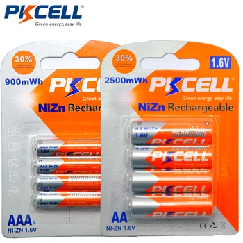 PKCELL 4Pc/kort AA-Batteri 1,6 V 2500mWh AA Genopladelige Batterier+4stk/kort 900mwh AAA-Batterier NI-ZN AAA Genopladelige Batteri