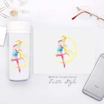 Plast Isoleret Originale Akvarel Sailor Moon Japansk Movie Anime Kids Vand 300 ml Flasker Gaver BPA Fri Personlig