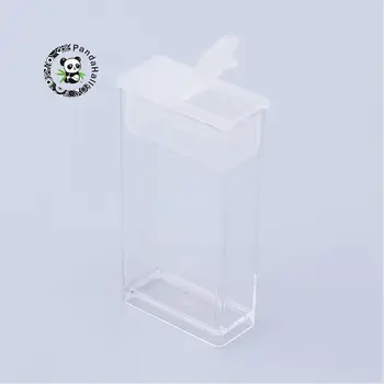 Plast Perle Opbevaring Containere, Rektangel, Klar, 50x27x12mm, Hul: 9x10mm