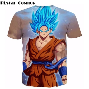 PLstar Kosmos 2018 Nyeste Stil, Dragon Ball Z, Goku 3D-t-shirt Sjove Animationsfilm Super Saiyajin t-shirts Kvinder Mænd Harajuku t-shirts