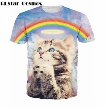 PLstar Kosmos sommeren 2018 Nye T-shirts Dyr Kat Udskrive 3D-T-Shirt Sød Killing Sjove T-shirt Harajuku Style Mænd, Kvinder t-shirts