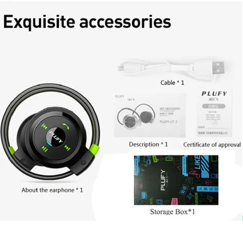 PLUFY Sport Bluetooth Headset CSR4.1 Neckband Trådløse Hovedtelefoner APT-X-Stereo Høretelefoner med Mikrofon Hud Høreværn