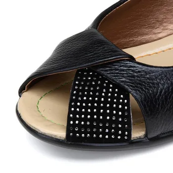 Plus størrelse(35-43)Nye 2017 sommer sko til kvinder i ægte læder casual wedges sko sandaler til kvinder pumper kvinder sandaler til kvinder