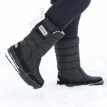 Plus størrelse 36 - 47 Mænd Støvler platform sne støvler til mænd tyk blød vandtæt skridsikker vinter sko til -40 grader