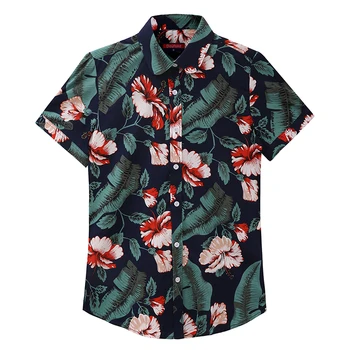 Plus Størrelse Blomster Kvinder Bluse Om Sommeren Turn-Down Krave Kortærmet Bluse Og Skjorte Kvinder Casual Print Bomuld Shirts 2017