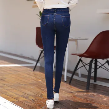 Plus Størrelse Jeans Kvinder Solid 4 Farve Elasticitet Jeans Kvinder Casual Bukser Blyant Bukser, Jeans, Kvinde, Høj Talje Jeans