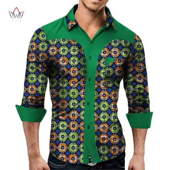 Plus Størrelse Nye Sommer 2017 Afrikanske Shirt til Mænd Dashiki Lange Ærmer Afrikanske Tøj Patchwork Afslappet Stil Mænd Shirt BRW WYN349