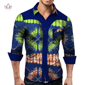Plus Størrelse Nye Sommer 2017 Afrikanske Shirt til Mænd Dashiki Lange Ærmer Afrikanske Tøj Patchwork Afslappet Stil Mænd Shirt BRW WYN349