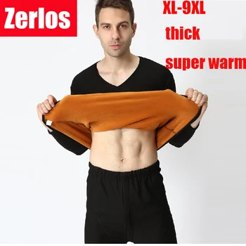 Plus Størrelse XL-9XL 2017 efterår og vinter mænd tykkere termisk undertøj til mænd long johns velour blød varm passer trøje+bukser 2 stykker sæt