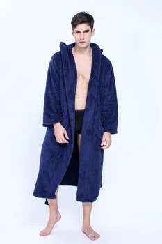 Plus størrelse XXL hætteklædte rober badekåber til mænd Vinteren Holde varm langærmet udsøgte bløde herre slåbrok par klæder