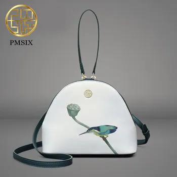 PMSIX 2018 Høj Kvalitet Læder Kvinder Messenger Taske Berømte Mærke Luksus Læder Tasker Kingfisher Print Figur Kvinder Crossbody Taske