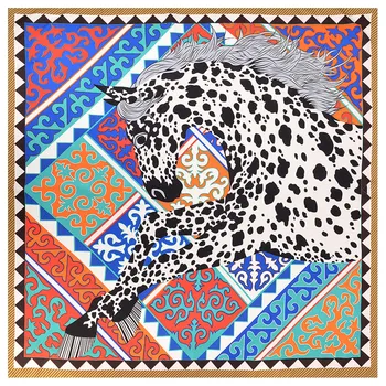 POBING Luksus Mærke Silke Tørklæde Kvinder Geometriske Leopard Unicorn Print-Pladsen Tørklæder Store Foulard Femme Twill Silke Foråret Tørklæde