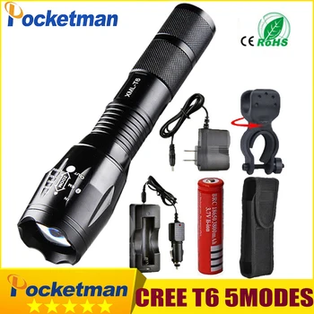 Pocketman 9000 Lumen High Power 5-Tilstand CREE XML T6 L2 LED Lommelygte Zoomable genopladelige Fokus Fakkel med 1*18650 eller 3*AAA z92
