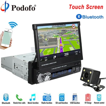 Podofo Bil Radio Autoradio GPS Bluetooth-Bil DVD-Afspiller 1 din 7