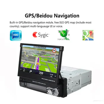 Podofo Bil Radio Autoradio GPS Bluetooth-Bil DVD-Afspiller 1 din 7