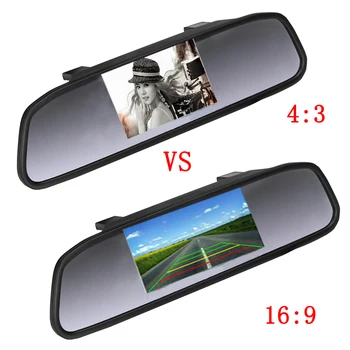 Podofo CCD HD Vandtæt Parkering Overvåger Systemet, 4 leds Night Vision Bil førerspejlets Kamera + 4,3 tommer Bil bakspejl Skærm